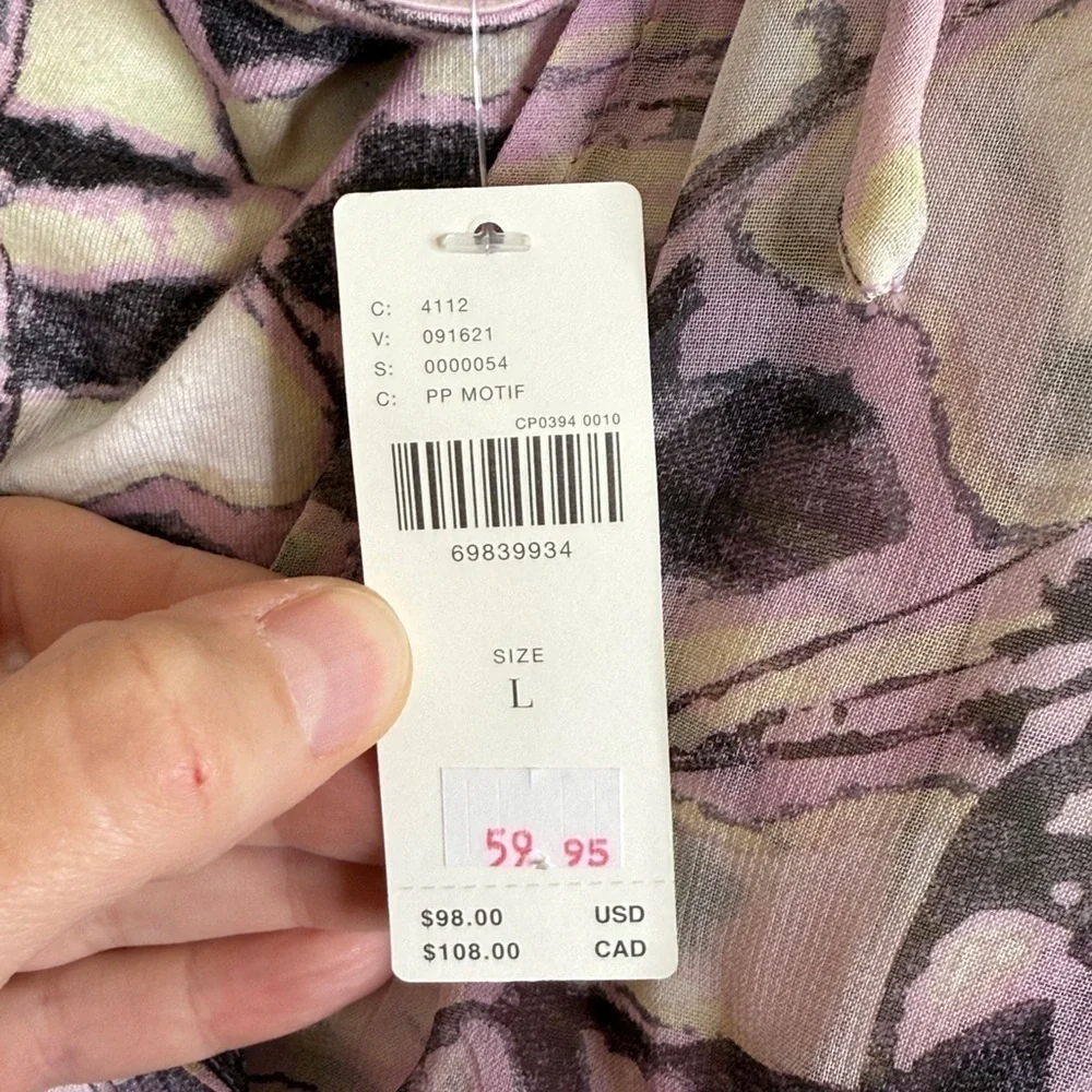 Anthropologie butterfly sheer top long sleeve crop large NWT